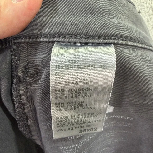 AG Adriano Goldschmied Mens 33x32 Kullen Slim Trouser Gray Chino Pants Italian - Picture 8 of 13